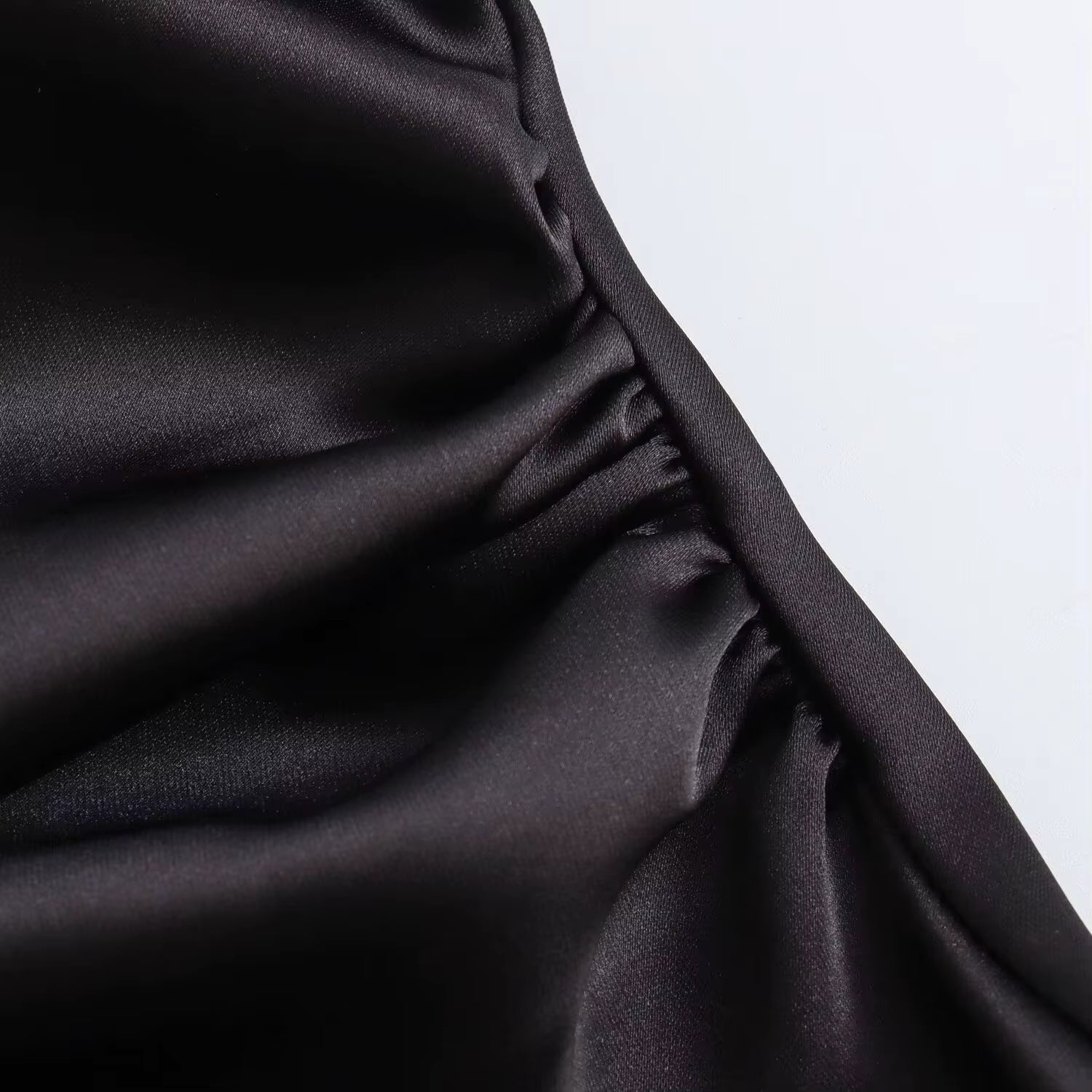 Satin Ruched O-Neck Sleeveless Long Dress