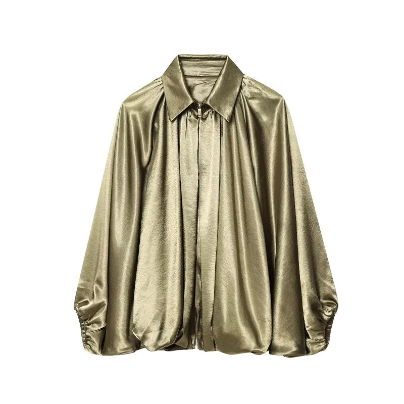 Oversized Ruched High-Street Bomber Jacket