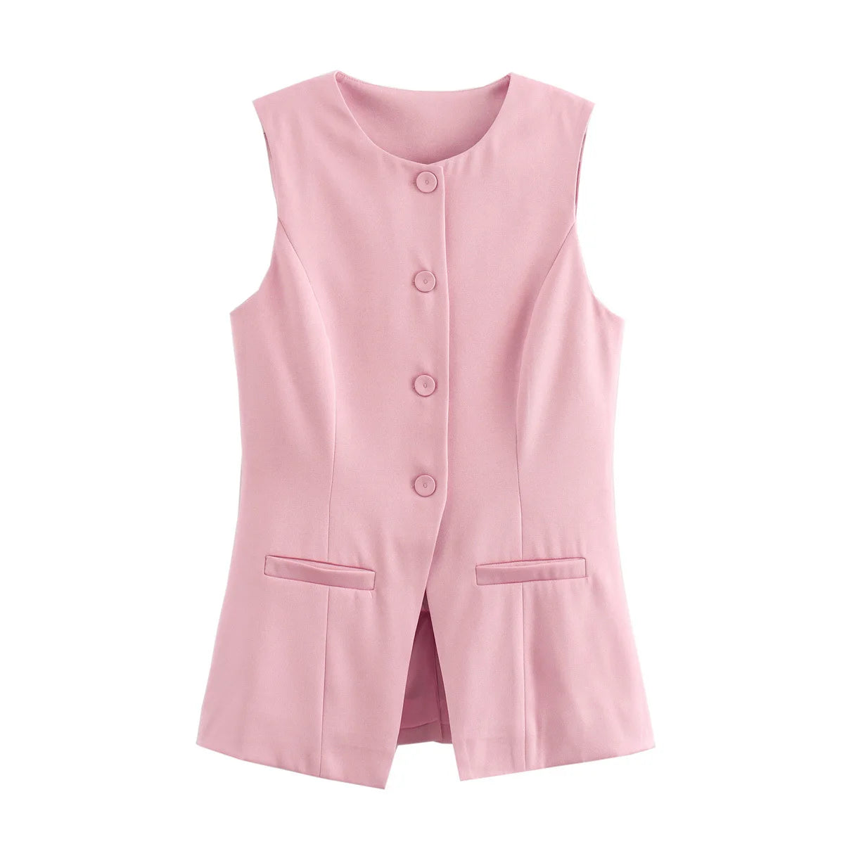 Tailored Sleeveless Button Vest