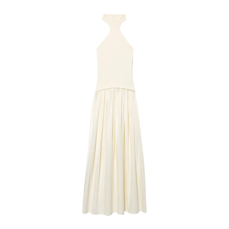 White sleeveless dress on a white background