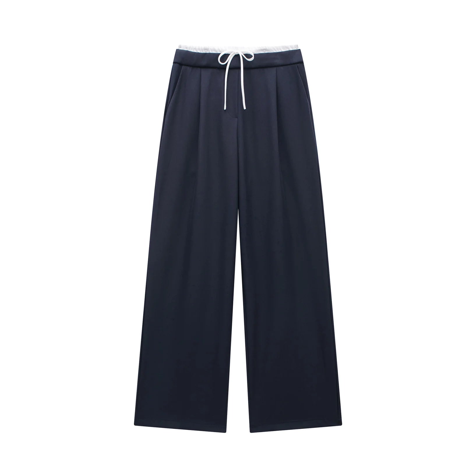 High Waist Pleated Wide Leg Pants with Pockets