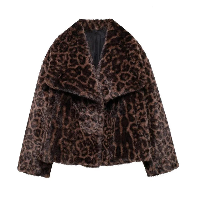 Plush Luxe Faux Fur Turn-Down Collar Jacket