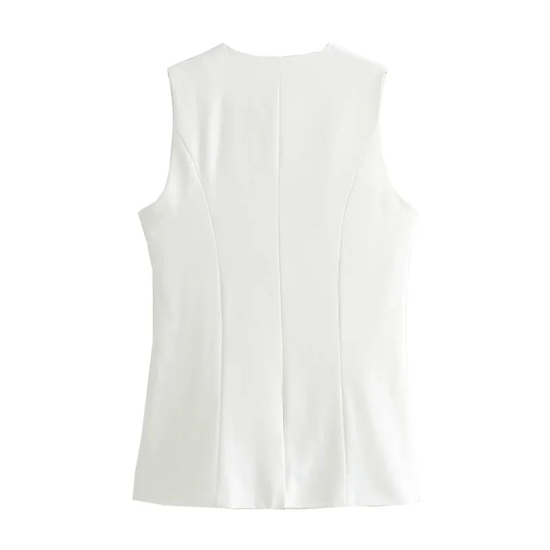 Tailored Sleeveless Button Vest