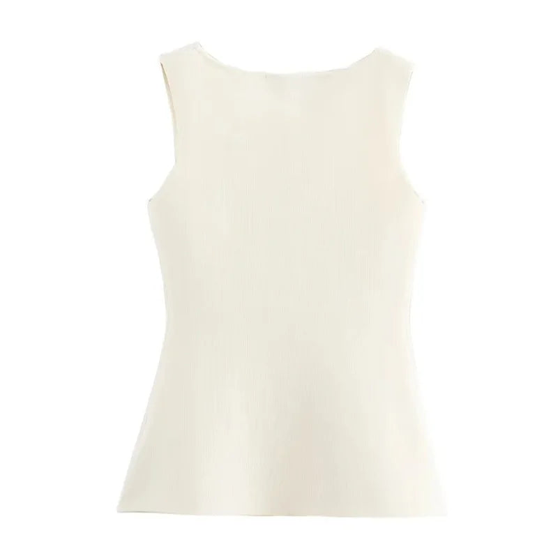 Minimalist Knit Single-Breasted Tailored Vest