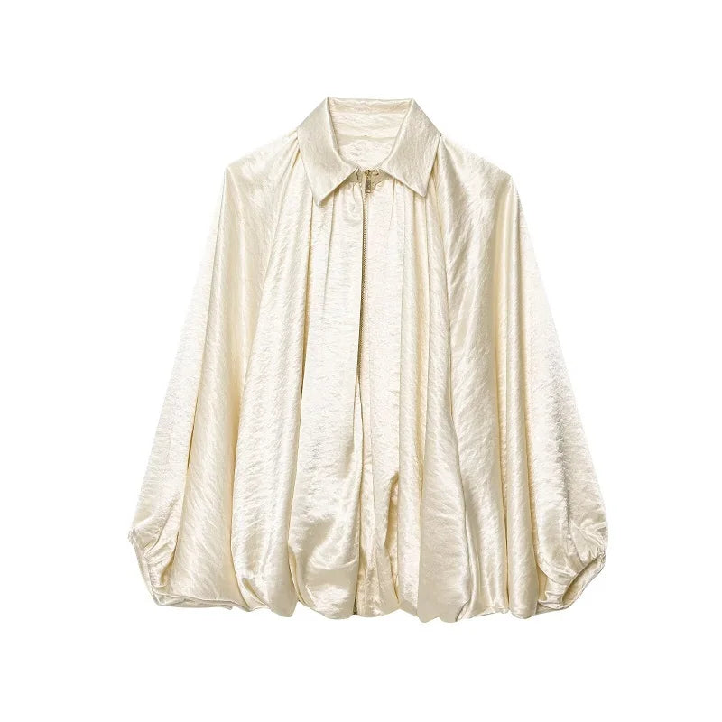 Oversized Ruched High-Street Bomber Jacket