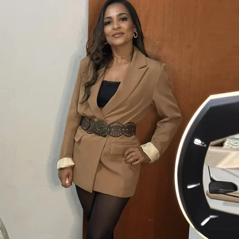 Refined Structured Double-Breasted Tailored Blazer