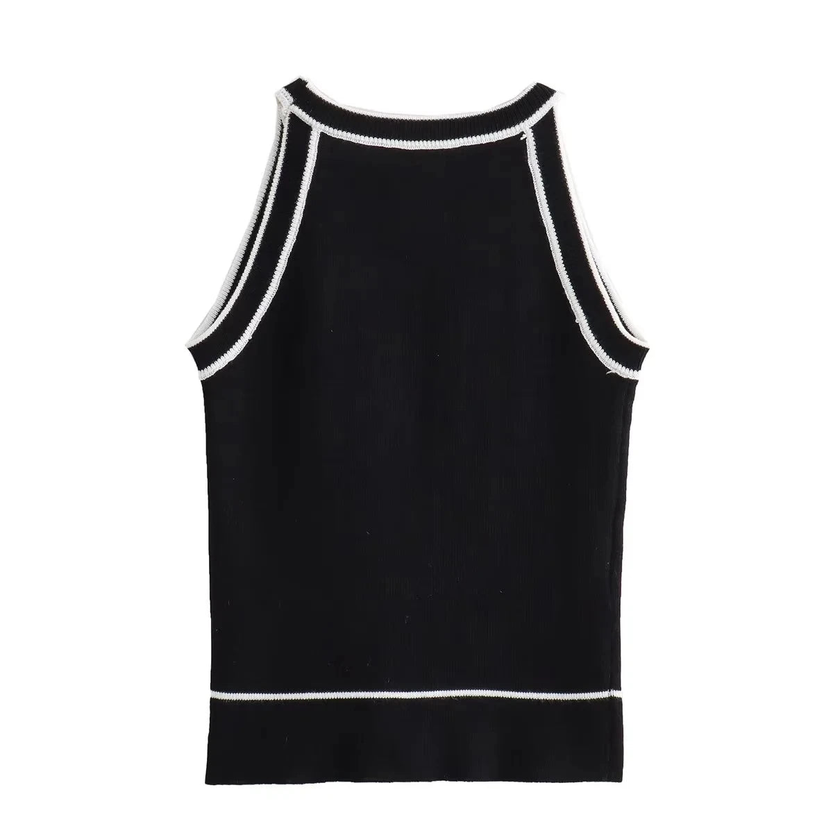 Sculpted Knit Sleeveless Patchwork Crop Top