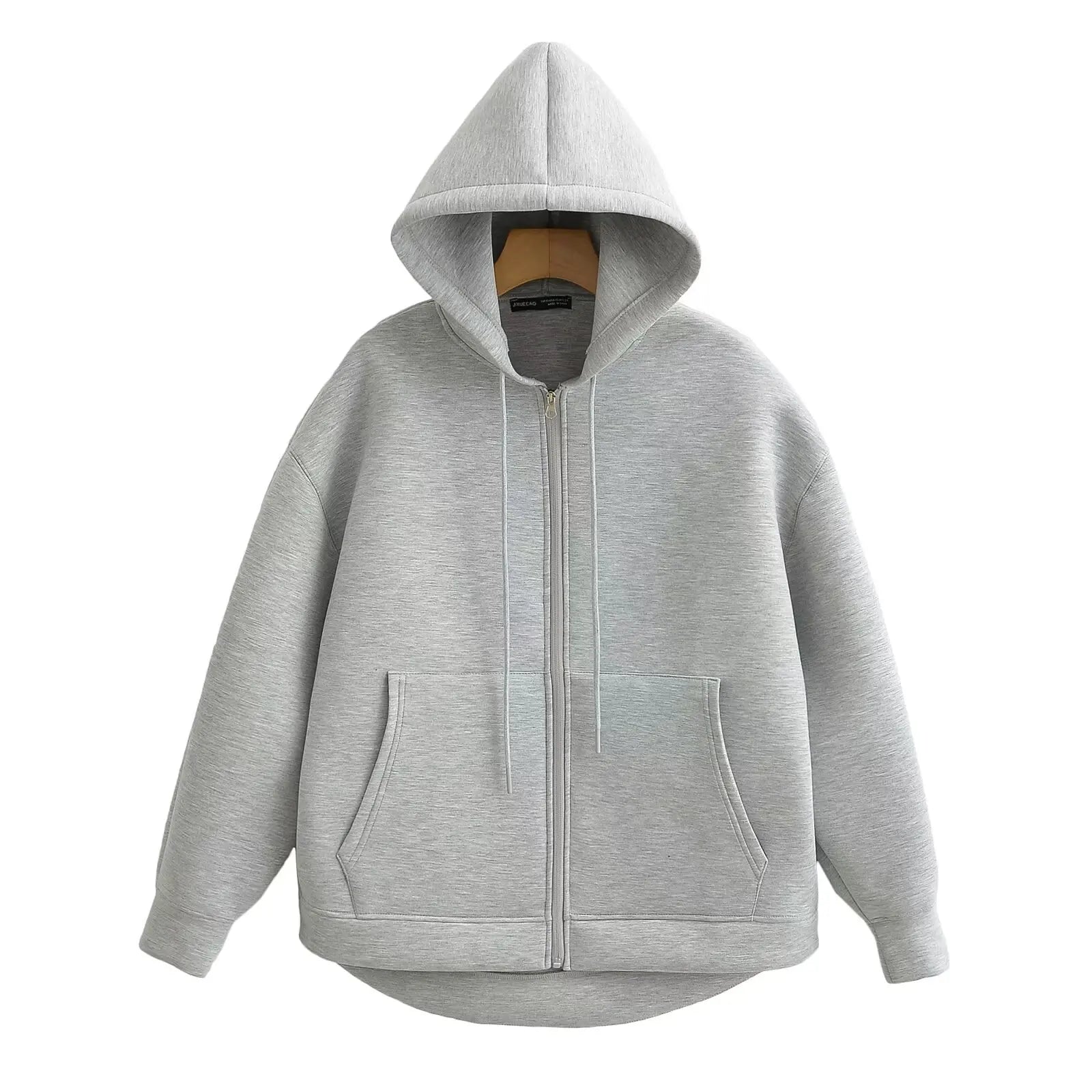 Oversized Zip-Up Hooded Sweatshirt – Long Sleeve Autumn Jacket