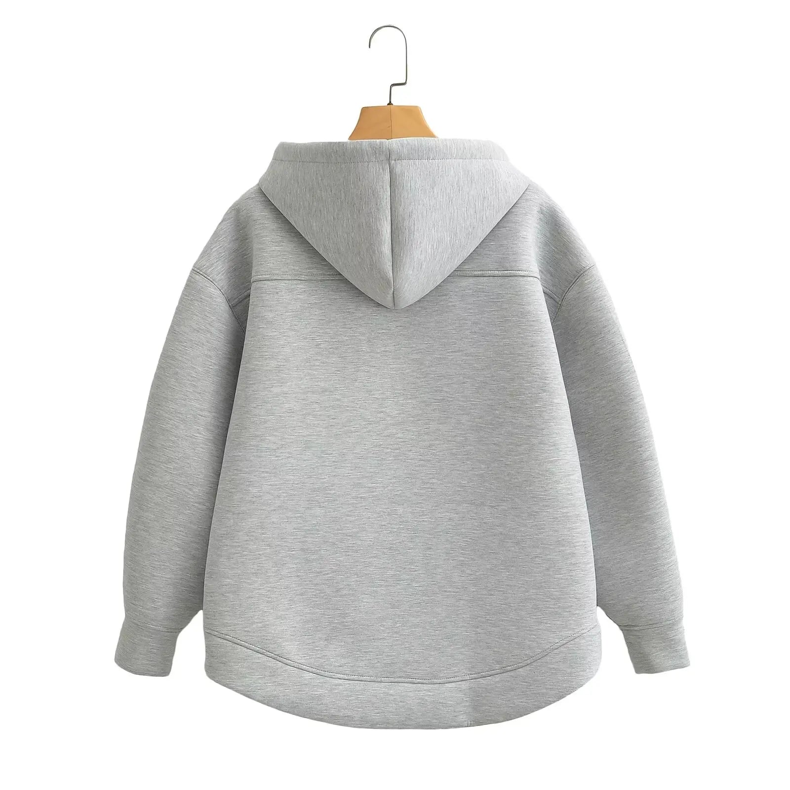 Oversized Zip-Up Hooded Sweatshirt – Long Sleeve Autumn Jacket