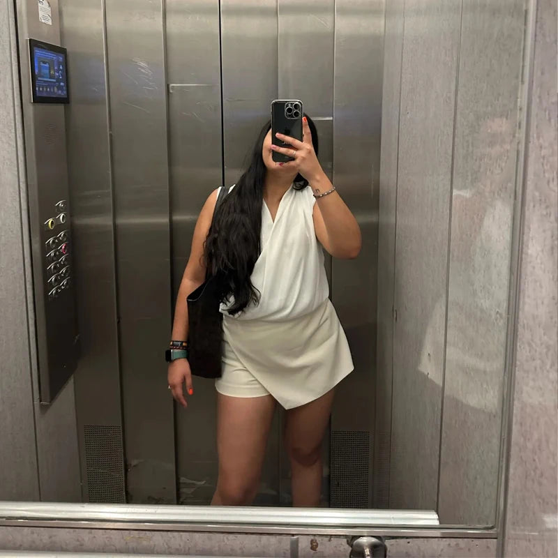 High-Waist Asymmetric Mini Skort