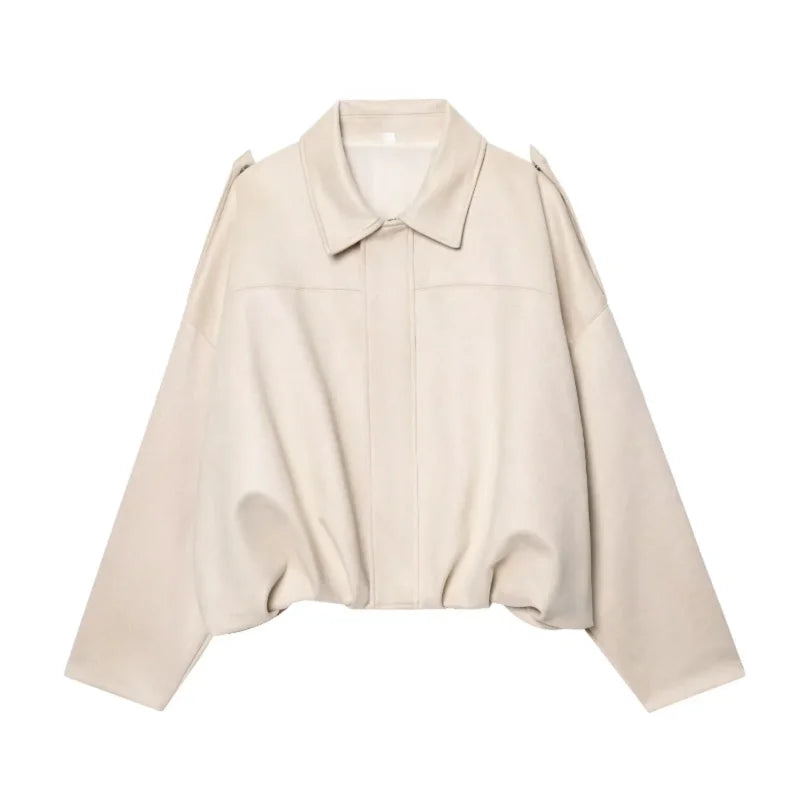 Chic Suede Oversized Bomber Jacket