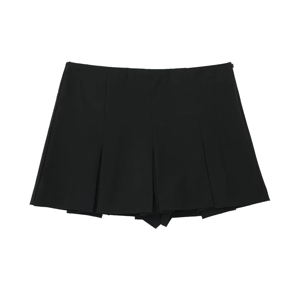 High-Waist Pleated Mini Skort