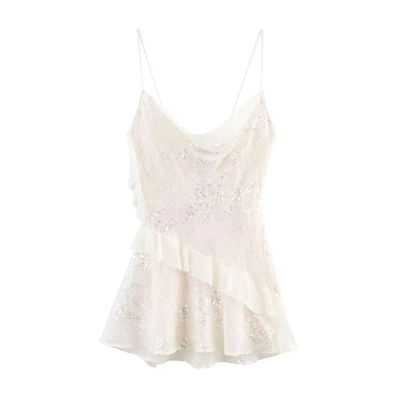 White lace camisole on a white background