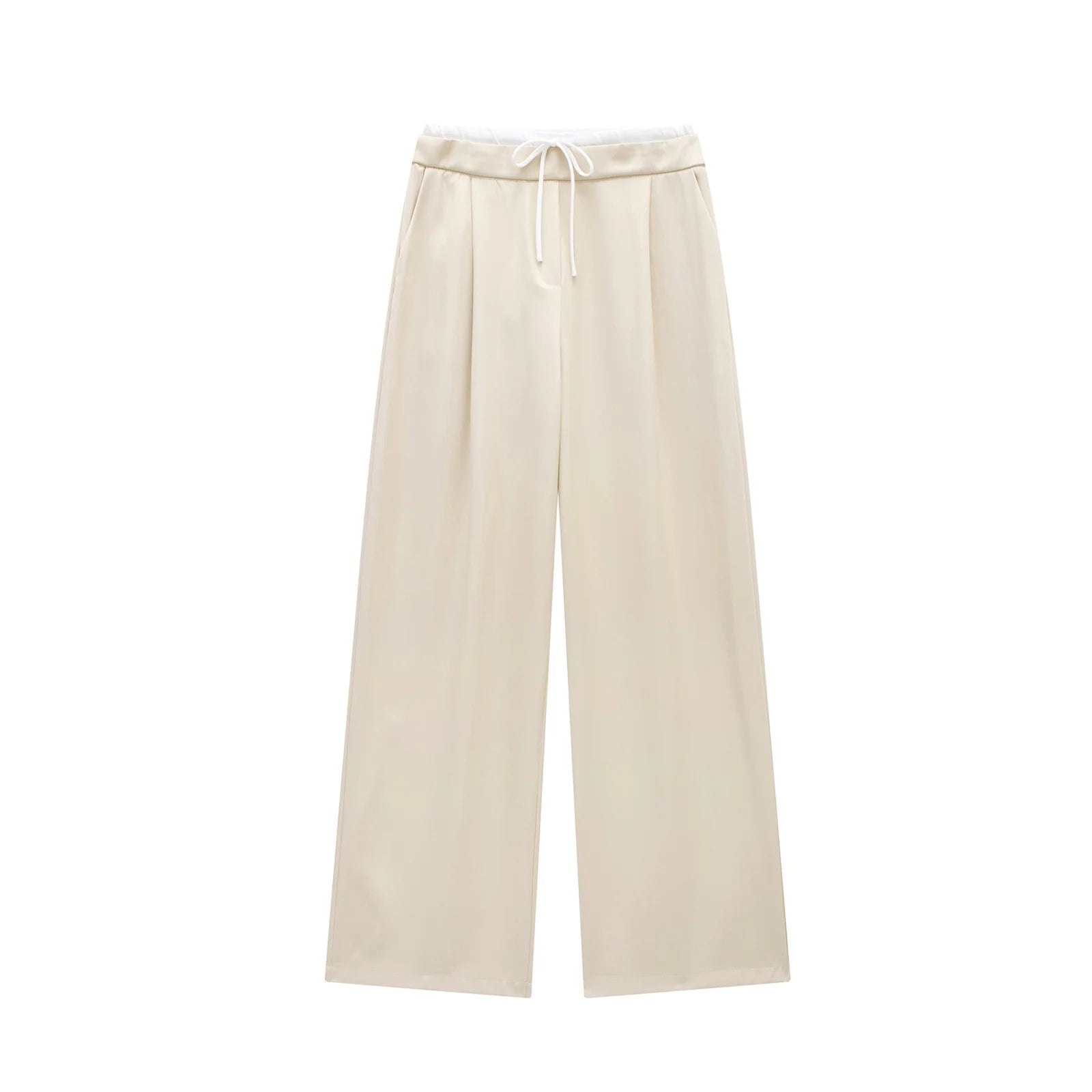 High Waist Pleated Wide Leg Pants with Pockets