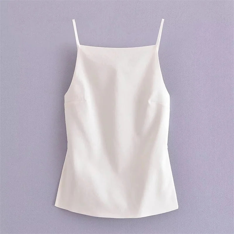 Backless Sleeveless Crop Top with Straps