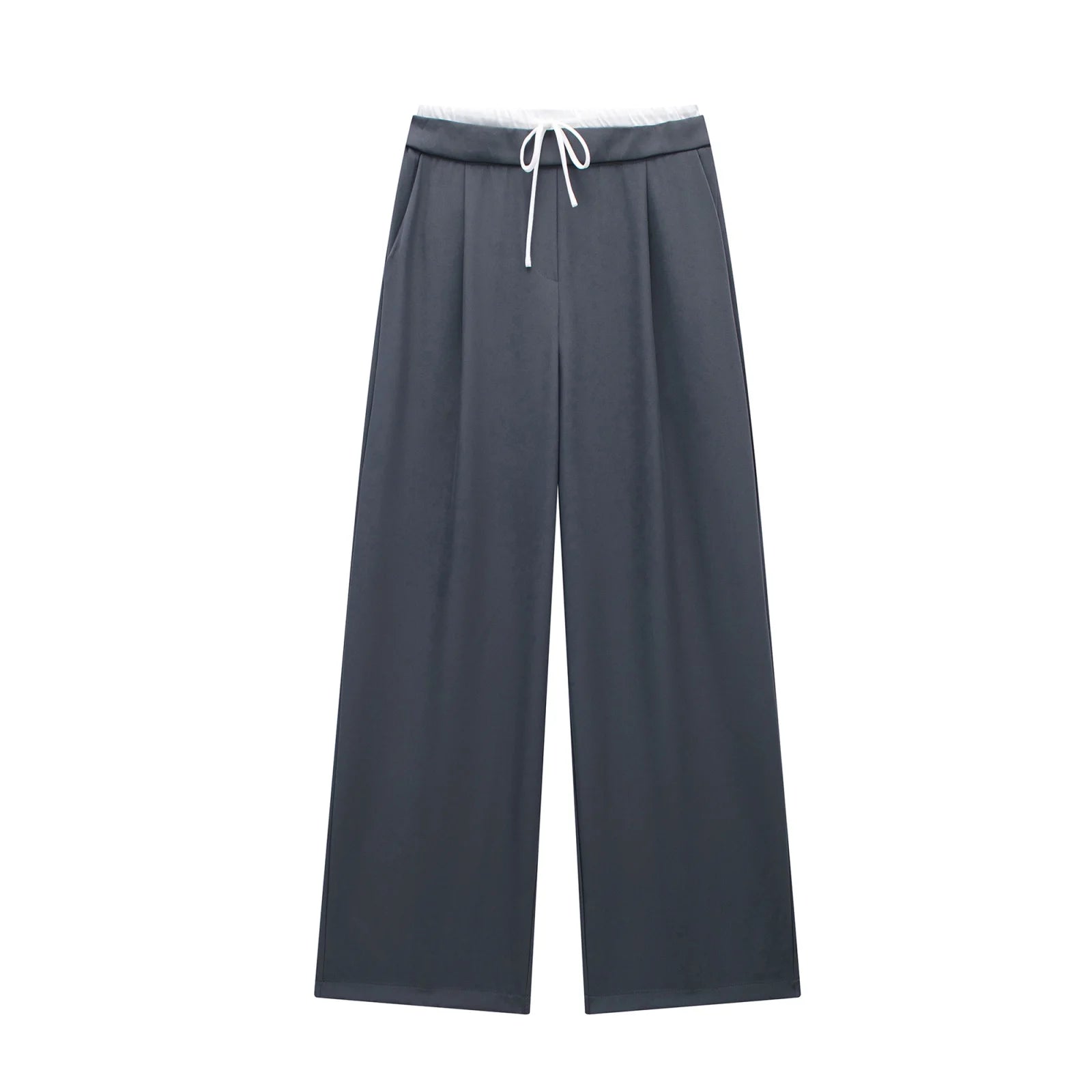 High Waist Pleated Wide Leg Pants with Pockets