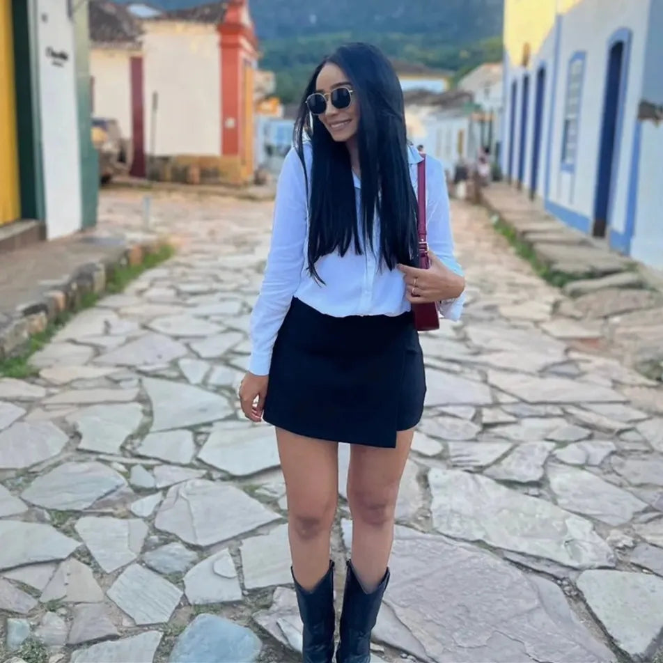 Asymmetric Waist Mini Skort