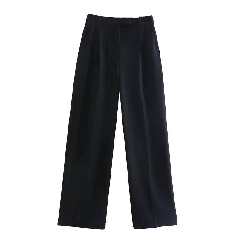 High-Waist Flowing Tailored Wide-Leg Pants