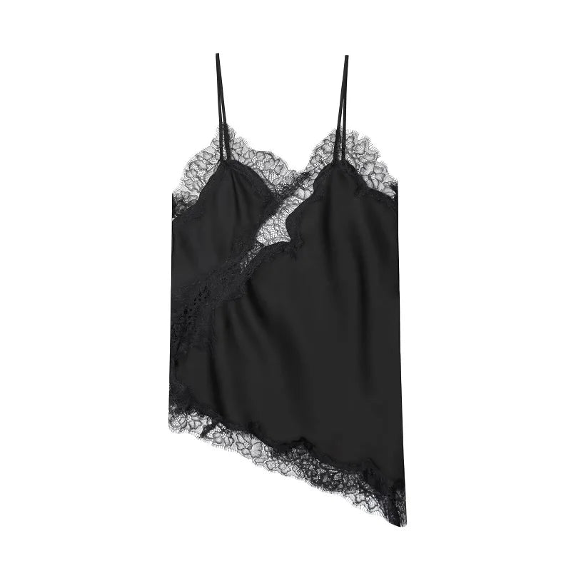 Black Lace Camisole Backless Top