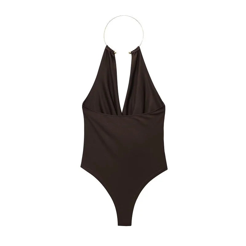 Backless Sleeveless Solid Summer Bodysuit