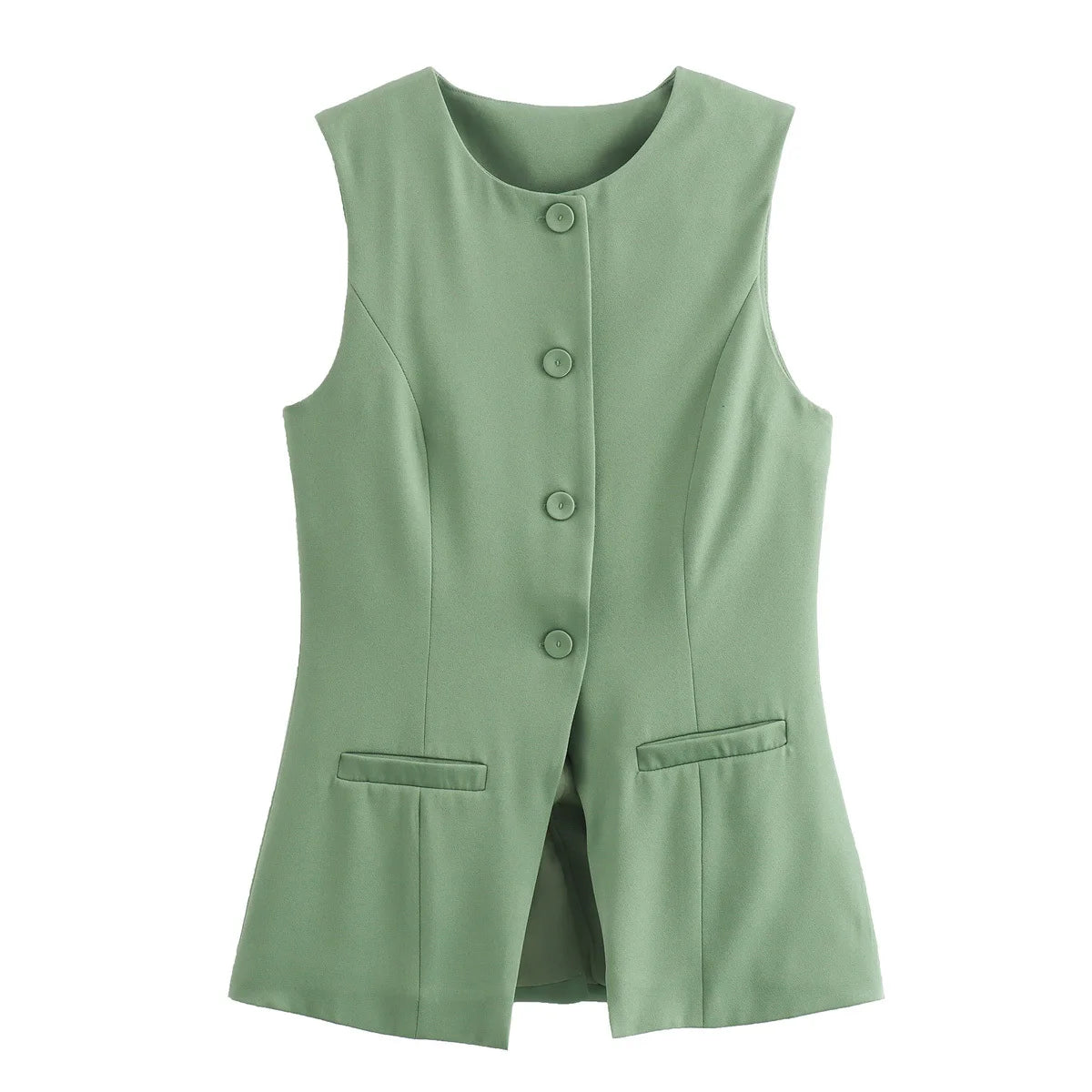 Tailored Sleeveless Button Vest