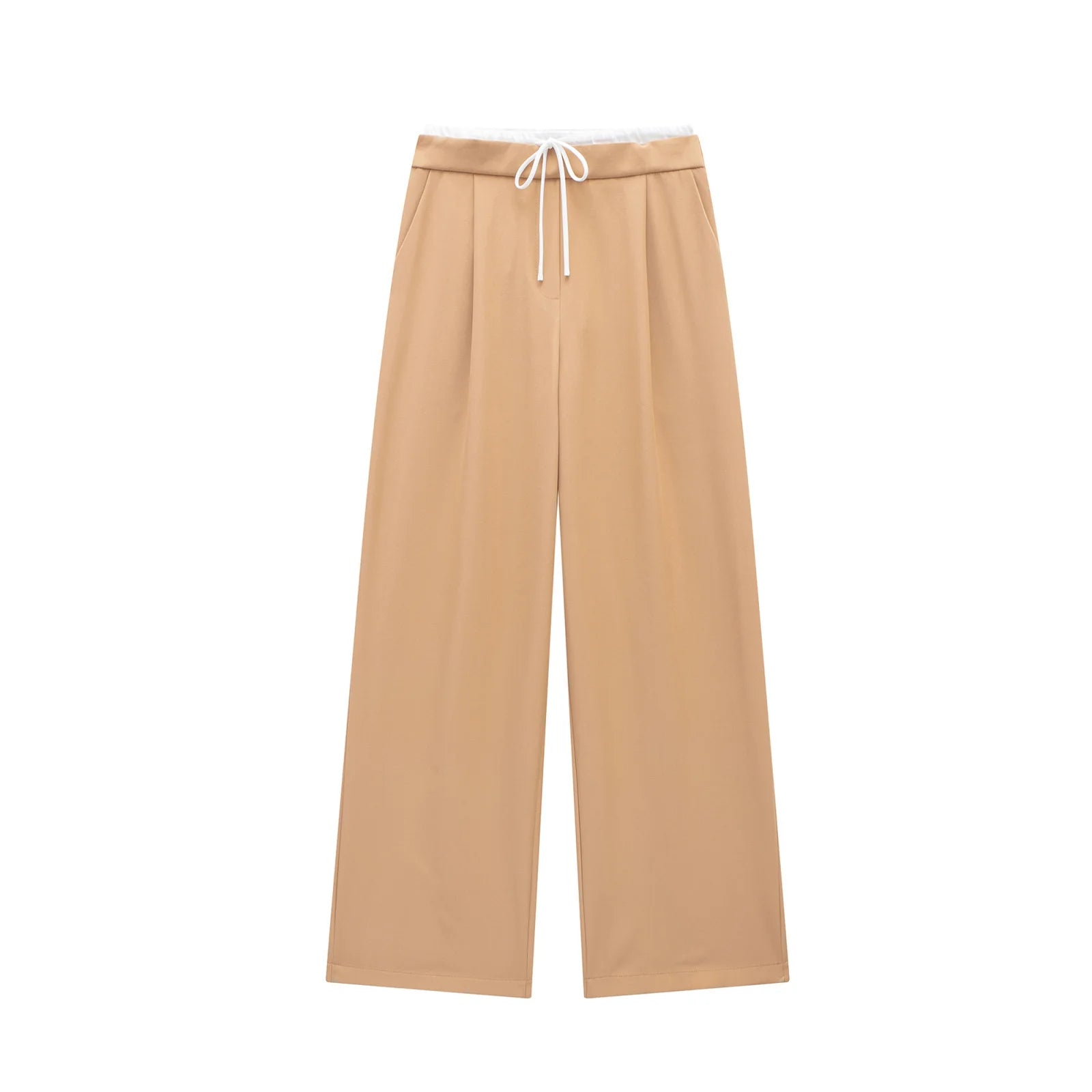 High Waist Pleated Wide Leg Pants with Pockets