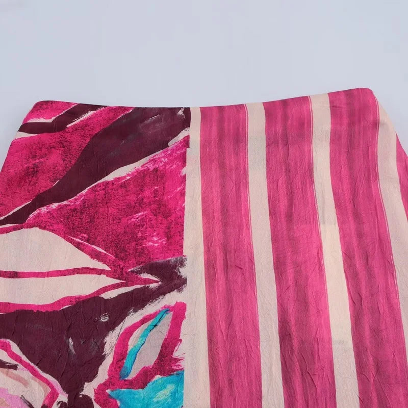 High-Waist Satin Straight Midi Skirt