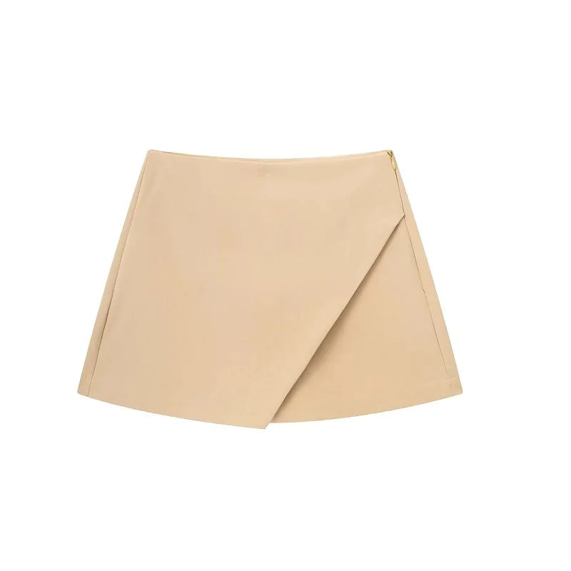 High-Waist Asymmetric Mini Skort