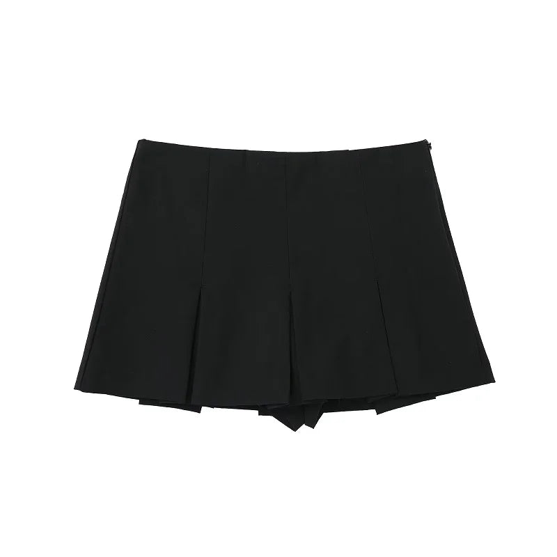 High-Waist Pleated Mini Skort