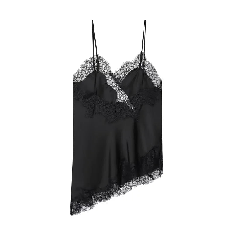Black Lace Camisole Backless Top