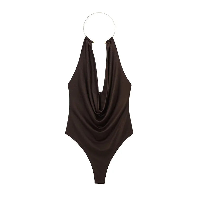 Backless Sleeveless Solid Summer Bodysuit