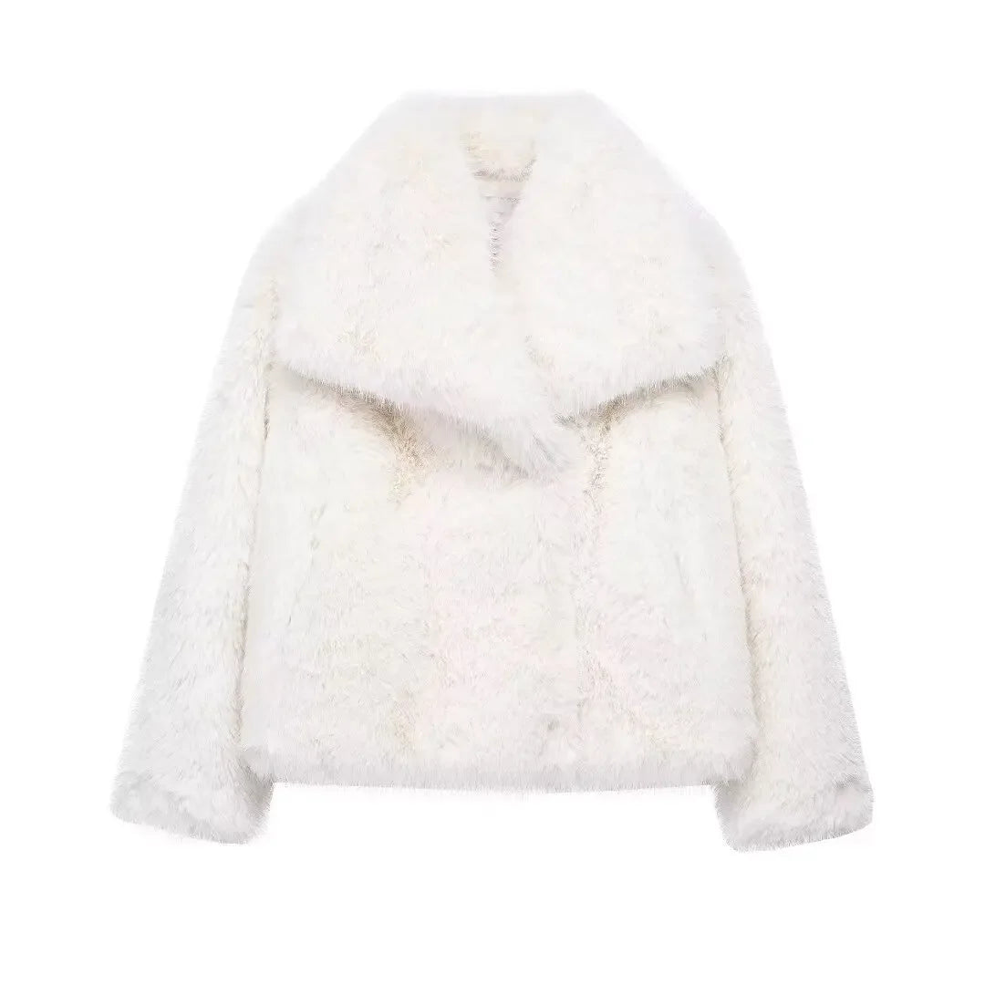 Plush Luxe Faux Fur Turn-Down Collar Jacket