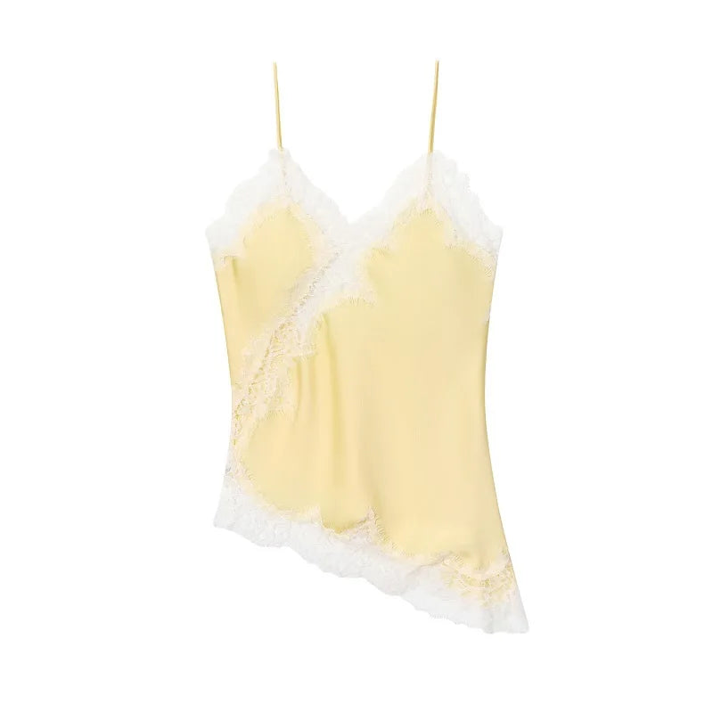 Black Lace Camisole Backless Top