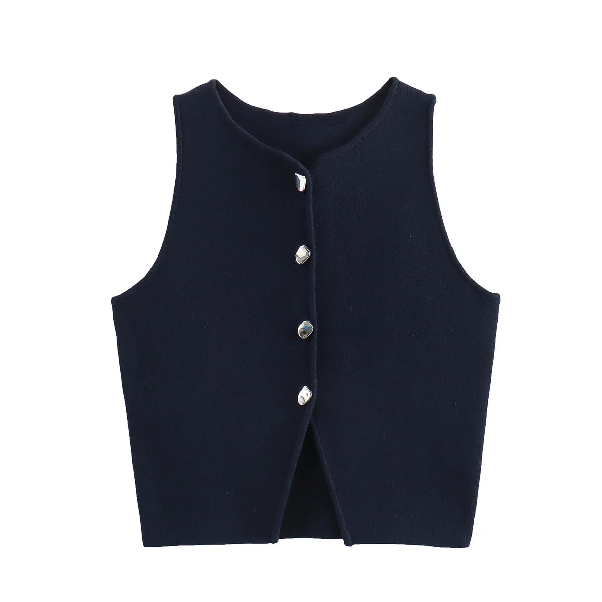 Knit Buttoned Cropped Vest