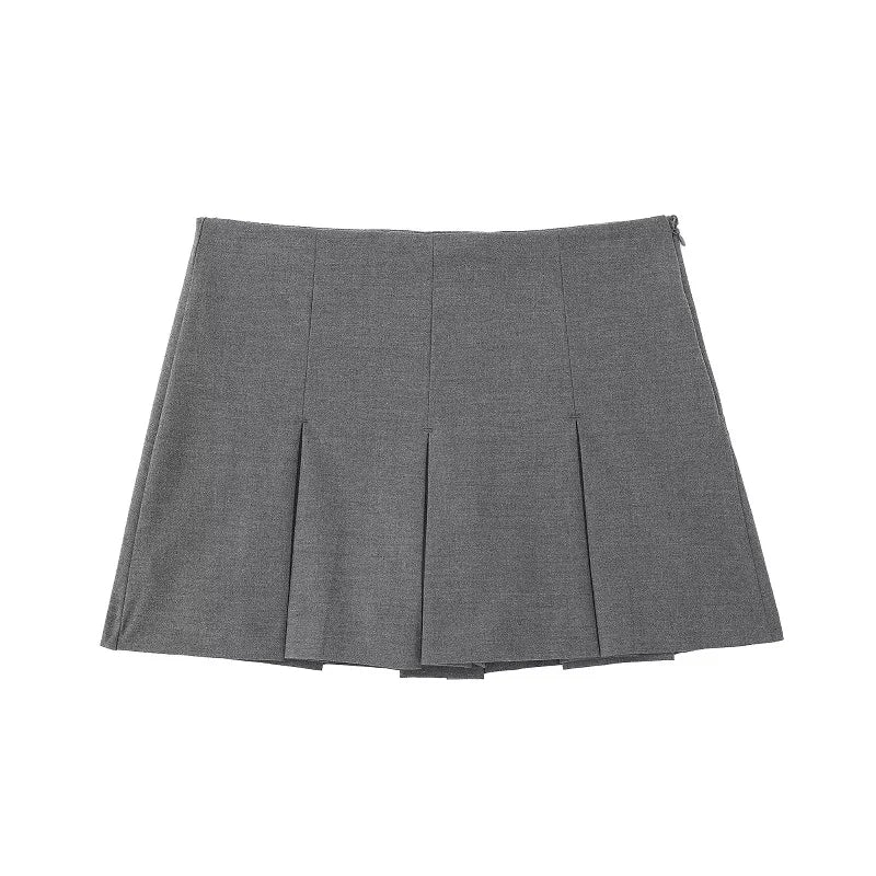 High-Waist Pleated Mini Skort