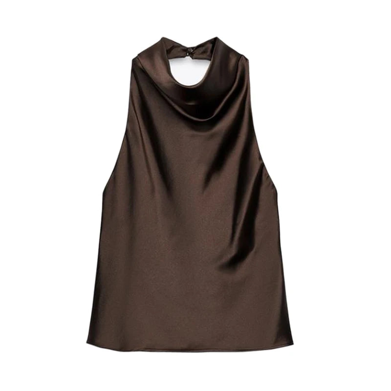 Satin Halter Backless Cami Top