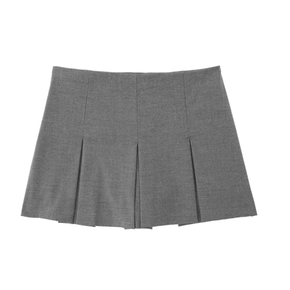 High-Waist Pleated Mini Skort