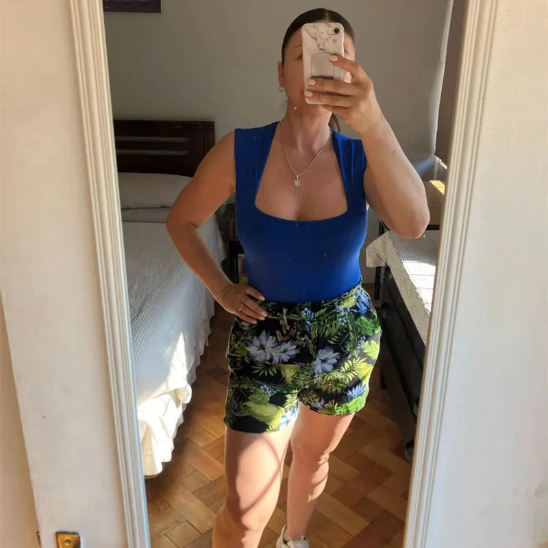 Square Neck Sleeveless Bodycon Bodysuit