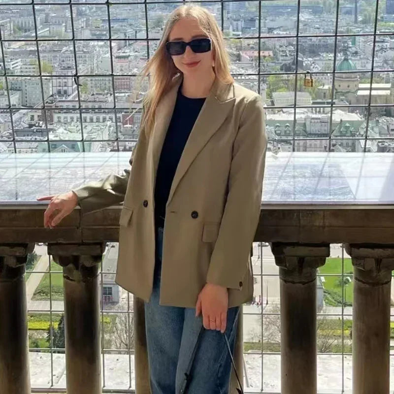 Refined Structured Double-Breasted Tailored Blazer