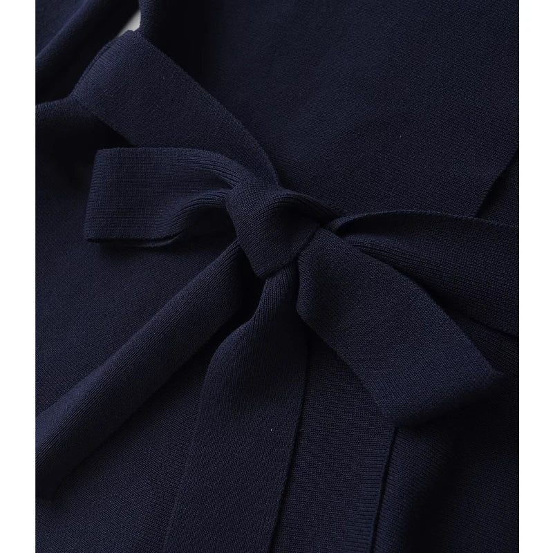 Belted Wrap Knit Blazer with Shoulder Pads