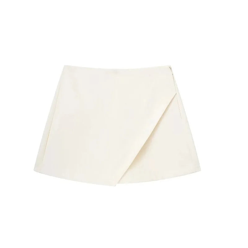 High-Waist Asymmetric Mini Skort