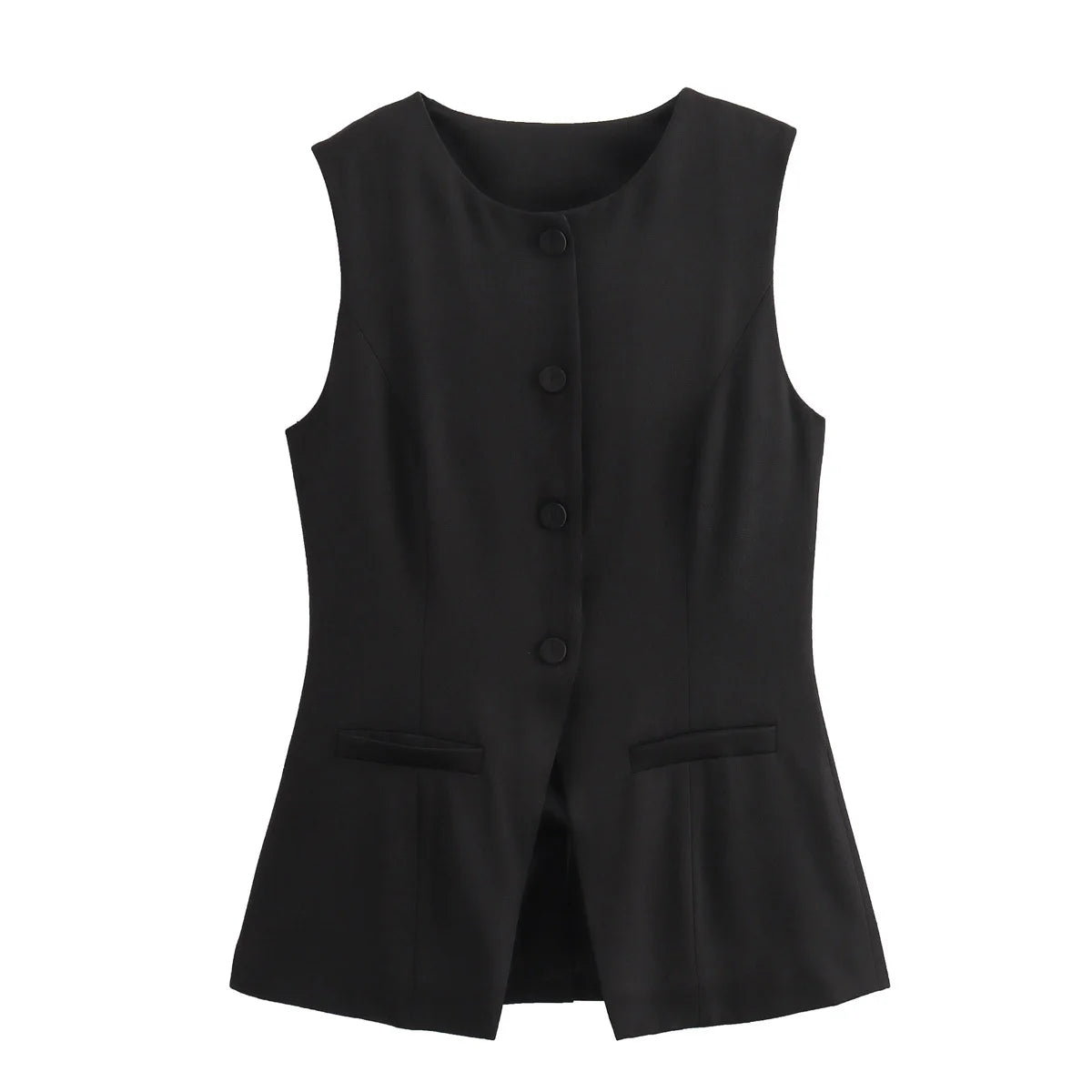 Tailored Sleeveless Button Vest