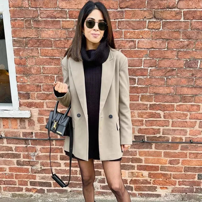 Refined Structured Double-Breasted Tailored Blazer