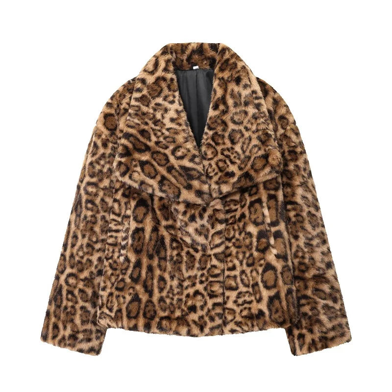 Plush Luxe Faux Fur Turn-Down Collar Jacket