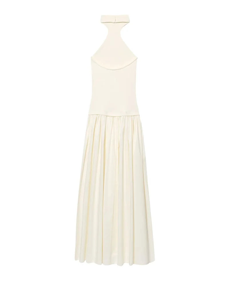 White halter neck dress on a white background