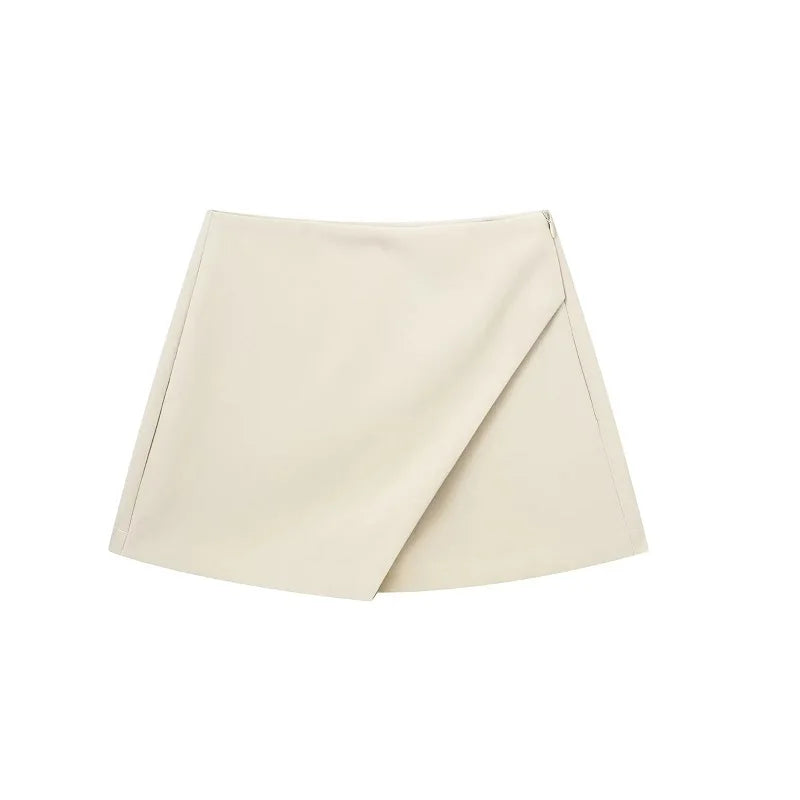 High-Waist Asymmetric Mini Skort