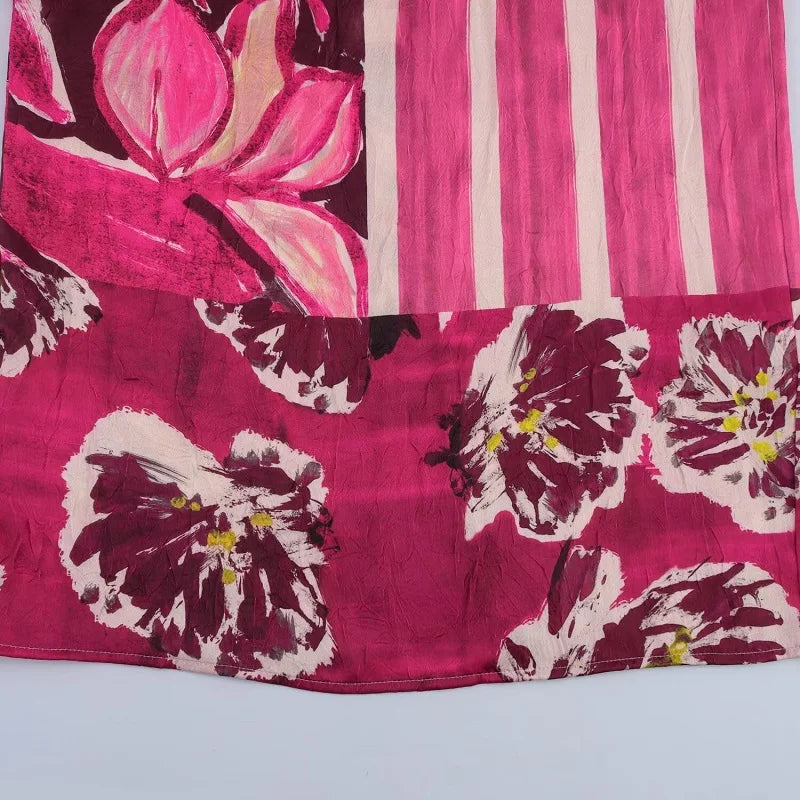 High-Waist Satin Straight Midi Skirt