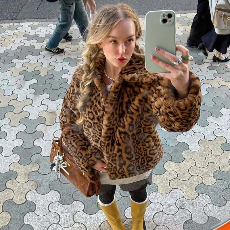 Plush Luxe Faux Fur Turn-Down Collar Jacket