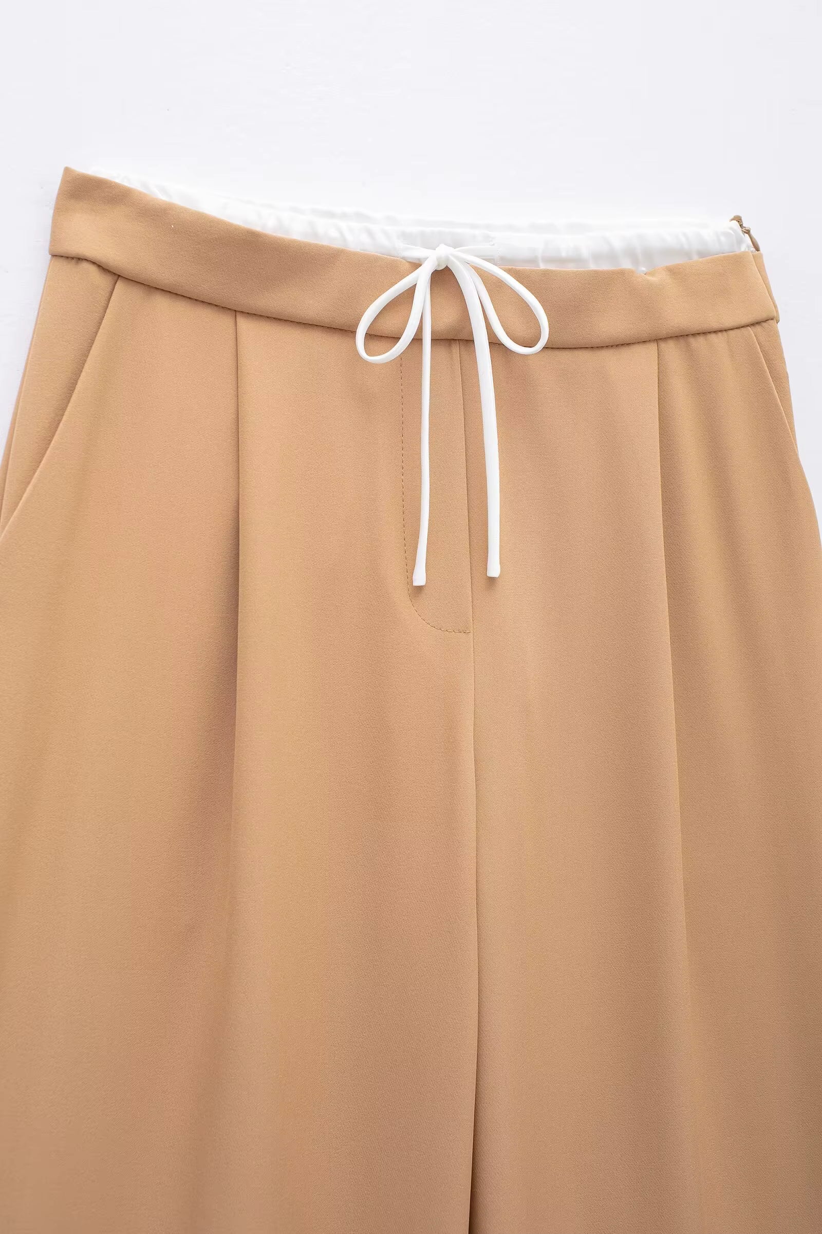 High Waist Pleated Wide Leg Pants with Pockets