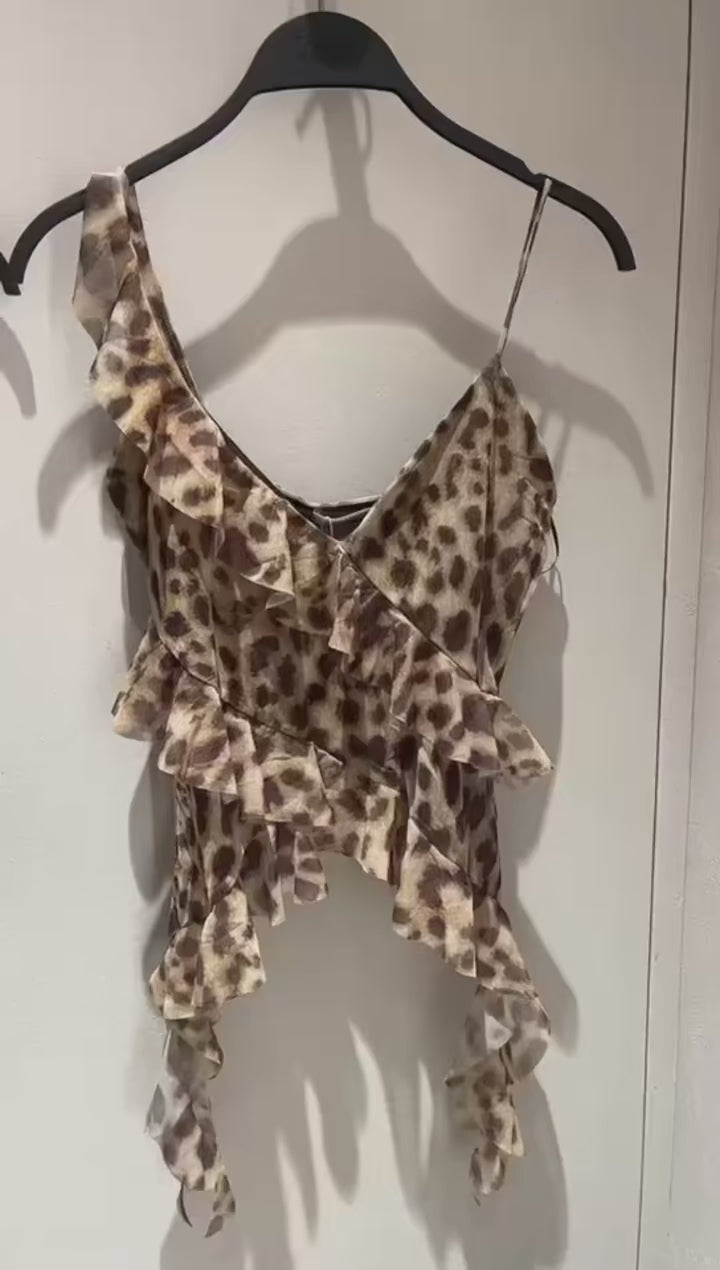 Ruffled Tulle Backless Camisole Top